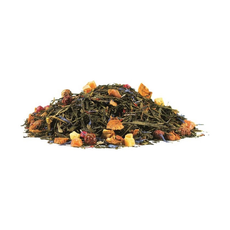 Thé vert pomme et papaye, une infusion fruitée et revitalisante pour votre bien-être naturel, fabriqué en France