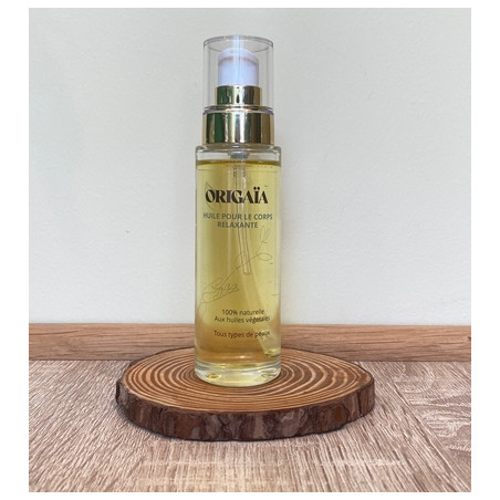 Huile de massage relaxante au monoï, hydrate et apaise la peau. Soin naturel fabriqué dans le Nord de la France