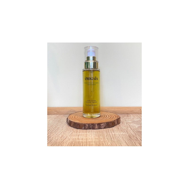 Huile de massage tonifiante au thé vert, stimule et raffermit la peau. Soin naturel fabriqué dans le Nord de la France