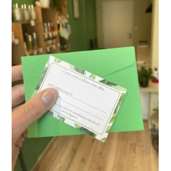 Carte cadeau, idéale pour offrir un atelier de fabrication de cosmétiques naturels